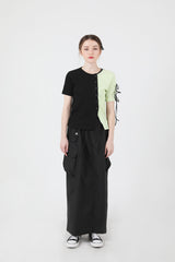 スリットリボンハーフスリーブTシャツ / Slit Ribbon Half-Sleeve T-shirt Green