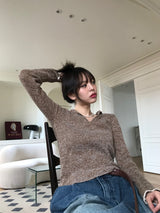 ヘイズリーカラーVネックニット
