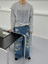 ラテックスリップドデニムパンツ / latex ripped denim PT -1C