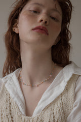 パステルシュガーキャンディーボールチェーンネックレス/Pastel sugar candy ball chain necklace