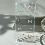 Pink - Ribbon Pearl Phone Case Ribbon Tok Set_glitter