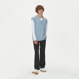 LAMBSWOOL V NECK KNIT VEST_SKY BLUE (6612813348982)