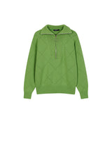 HALF ZIP UP PUNCHING RHOMBUS SWEATER YELLOW GREEN (6691447603318)