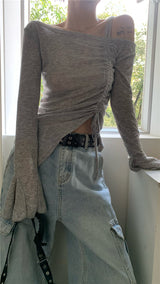 Belua off-shoulder long-sleeved tee