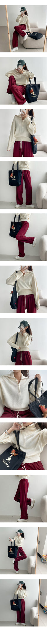 Half High-Neck Half Zip-Up Knitwear