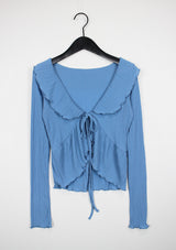 プリーツラッフルカーディガン/Pleated Ruffle Cardigan (4color)