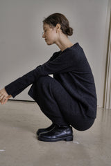 ウール Vニット/WOOL V-KNIT_CHARCOAL