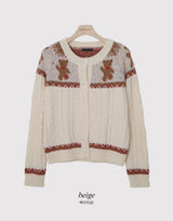 Nordic Bear Wool Knit Cardigan (3color)