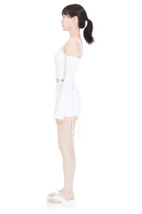 2シャーリングハートネッククロップドスリーブレストップ/two shirring heart neck cropped sleeveless top (white)