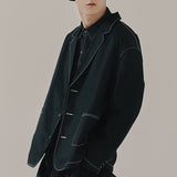 ステッチコットンブレザー / STITCH COTTON BLAZER_BLACK