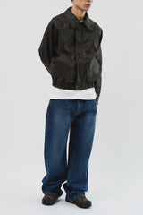 Dad Pigment Leather Jacket (2color)