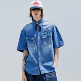 ウォッシュドデニムウェスタンシャツ / WASHED DENIM WESTERN SHIRT BLUE