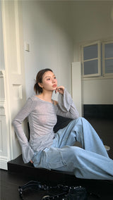 Belua off-shoulder long-sleeved tee