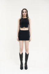 リンクドアイレットスリーブレス / [Seow] Linked eyelet sleeveless, black