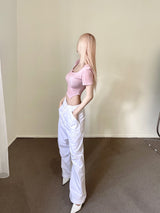 サイドピンタックパンツ/449. Side pintuck pt (bk, wh)