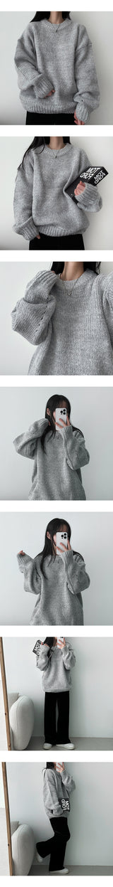 Songi Thick Warm Punching Round Knitwear