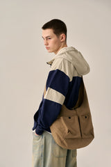 COLOR TONING PATTERN ANORAK -NAVY