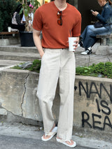ロエミニマルリネンラウンド半袖ニット/Roe Minimal Short-Sleeved Linen Round Knitwear (9 colors)