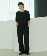 UNISEX PINTUCK STITCH WIDE PANTS M - BLACK (6689418641526)