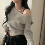 [Domestic production/Jalock fit🖤] アクセンチュエイティドウールワンショルダーオフニット