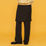 スカートレイヤードパンツ / SKIRT LAYERED PANTS_CHARCOAL