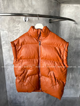 Oversized fit leather padded vest