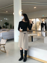 Ancient buckle midi skirt