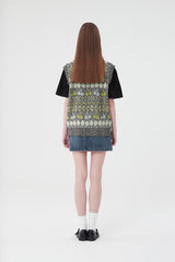 チェリーパターンニットベスト/ CHERRY PATTERN KNIT VEST [BLACK]
