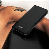 クロコダイルエンボラージウォレット/CROCODILE EMBO LARGE WALLET-BLACK