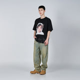 BABY FACE WAVE HAIR SHORT SLEEVE T-SHIRT BLACK 