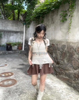 モリガールリネンバンディングパンツスカート / Morigirl linen banding pantskirt