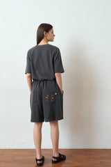 SOLAR PIGMENT 1/2 WIDE SWEAT PANTS (Charcoal) (6680166727798)