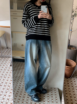 SYピンタックワイドウォッシュデニムパンツ(2color)