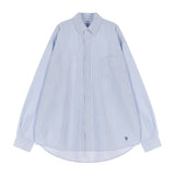 VZロゴビックオーバーフィットオックスフォードストライプシャツスカイブルー/VZ Logo Big Over Fit Oxford Stripe Shirt Skyblue (6683362787446)