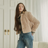 LEATHER COLLARED FLEECE JACKET (BEIGE) (6645974302838)