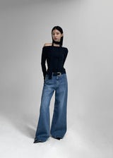 [MADE] Nuel Boat Neck SET- Shirring Long Sleeve Tee Scarf