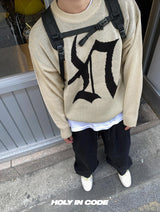 No.0483 lettering round KNIT (4color)