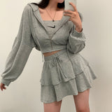[Bellide made] skirt + hooded zip-up set