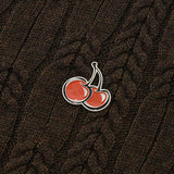 スモールチェリークロップ丈ニット／SMALL CHERRY CABLE CROP KNIT [BROWN]