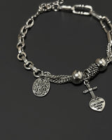ハートクロスチェーンブレスレット / heart cross chain bracelet (925silver)