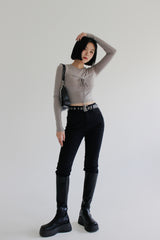 スリップブラックデニムパンツ/no.2330 slip black denim pants