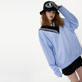 Overfit VV-neck Sweat Shirt [Violet] (6592371556470)