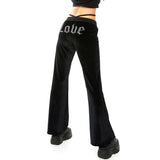 0 3 LOVE Velvet string pants - BLACK (6626823864438)