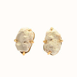 Daily Artistic Gold earring_S(White) (6642407211126)