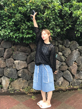 Slush denim half pants