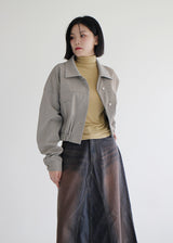 バルーンクロップクラックジャケット/Balloon Crop Crack Jacket (2color)