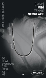 ブラックミニテニスネックレス/[S925] Black Mini Tennis Necklace (black silver)