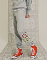 GRANNY SQUARE JOGGER PANTS GRAY MELANGE (6691423617142)