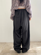 Clip string banding pintuck long wide slacks