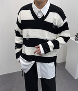ストライプ ロープ クロップド ニットウェア / SK Stripe rope cropped knitwear (2 colors)
